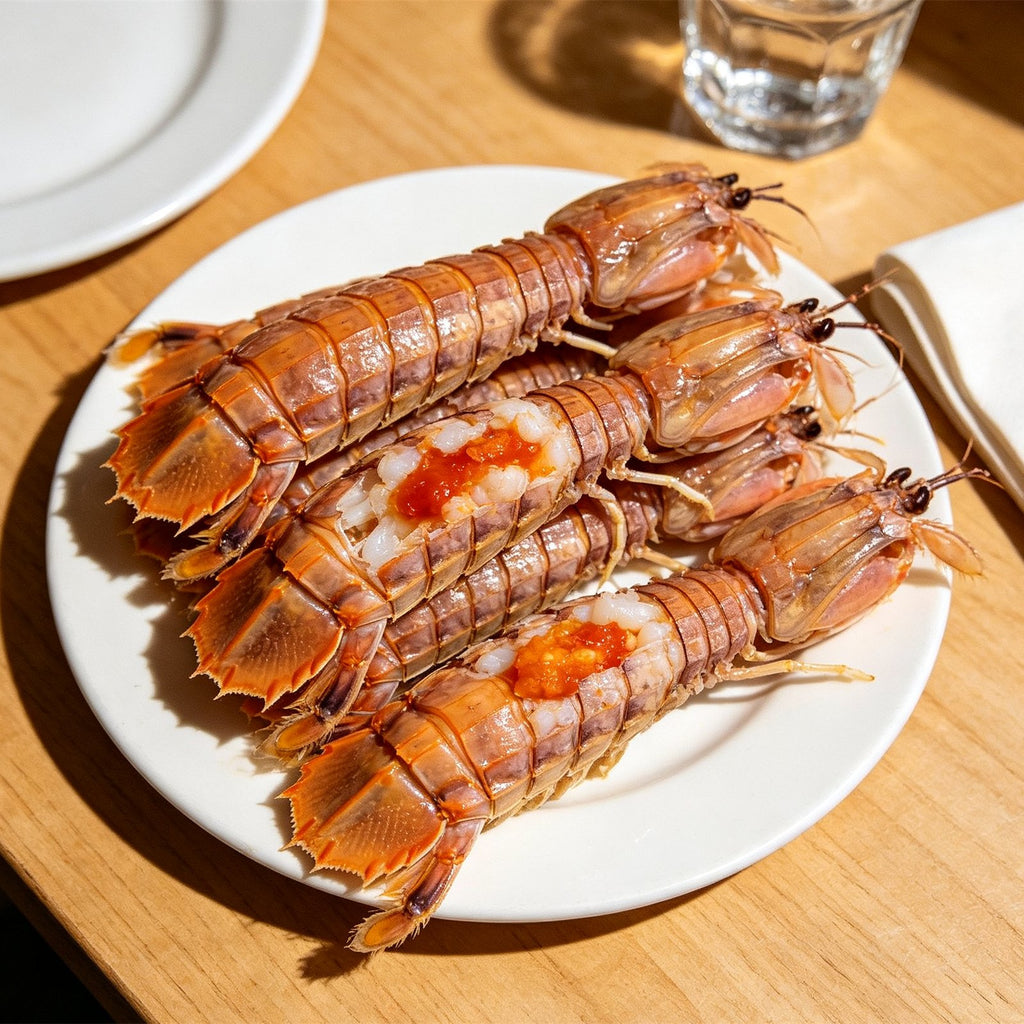 Cooked Mantis Shrimp With Orange Roe